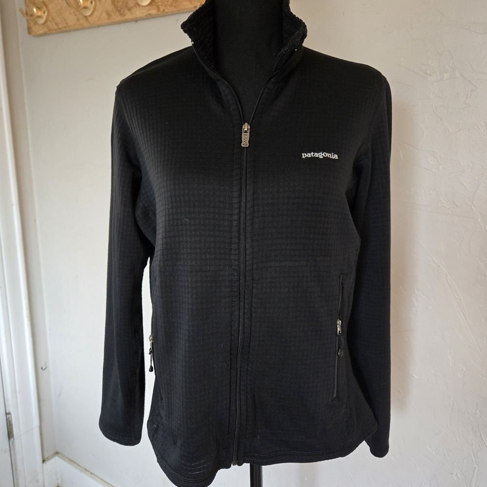 Women's Patagonia R2 Regulator Fleece Polartech Black Zip Up Light Jacket Sz M